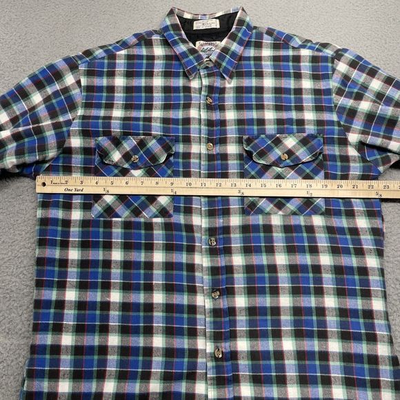Vintage Flannel Jacket Mens Large Blue Plaid Quilted Shacket Bay Area Traders - Picture 7 of 13